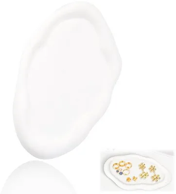 Produktbild von Kleiner Schmuckhalter, Schmuckplatte, Schmuckschale, kleine Schmuckschale, Ringhalter, Dekoration, Schlüsselhalter, Dekoration für Frauen, Halsketten, Ohrringe, Schmuck, Kosmetikartikel (Weiß)