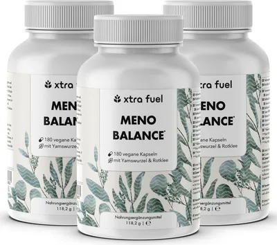 Produktbild von Wechseljahre Kapseln - Meno Balance - Natürliche Formel mit Yams, Rotklee, Baldrian & Eisen – 3x Dosen (540x Menopause Kapseln)