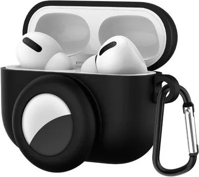 Produktbild von Silikon-Schutzhülle – passend für Airpods Pro und Airtag – 2 in 1 – Schwarz
