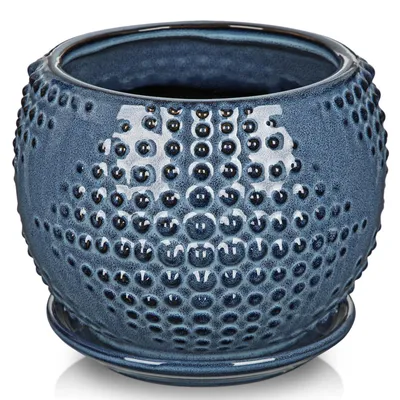 Image de Pot en céramique décorative pour plantes d'intérieur, avec soucoupe