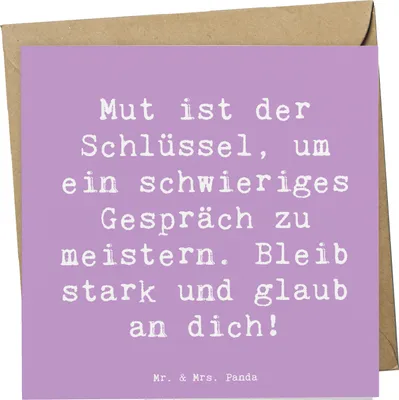 Produktbild von Mr. & Mrs. Panda Glückwunschkarte Spruch Ein schwieriges Gespräch führen - Lavendeltraum - Geschenk, Klappkarte, Ehrlichkeit, herausfordernde Gespräche, Vertrauem, Mut