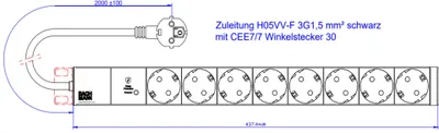 Image de Bachmann Steckdosenleiste 19Z 1HE 8xCEE7/3 800.3936 (800.3936)
