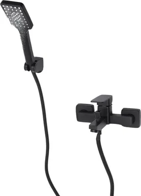 Image de Ensemble de salle de bain noir - Douche à effet pluie - Pomme de douche - Barre de douche - Ensemble de douche - Barre de douche