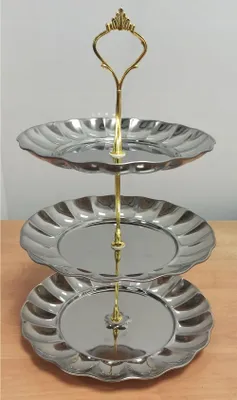 Produktbild von Tadar 3-stufige Edelstahl-Kuchenplatte Servierplatte