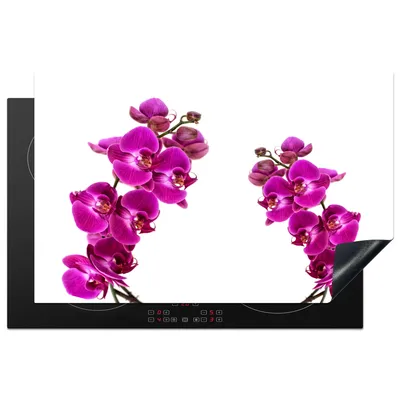 Produktbild von KitchenYeah© Herdabdeckplatte Orchidee - Blumen - Rosa - Weiß , 80x52cm, Küche Deko, Glaskeramikkochfeld Herdabdeckung, Abdeckplatte fùr Kochfeld
