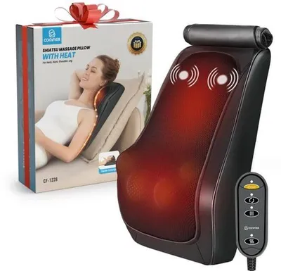 Productafbeelding van Rug- en nekmassageapparaat met warmte, 3D-massageapparaat met vibratiemassage, shiatsu-massageapparaat voor nek en schouders, massagekussen, geschenken