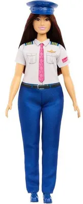 Produktbild von Barbie-Puppe, Beruf: Pilotin, mit abnehmbarer Uniform und Mütze, ab 3 Jahren