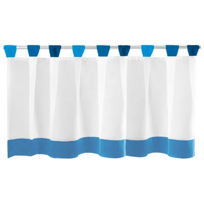 Produktbild von Bistrogardine Zierkante Blau ca. 150x45 cm – transparente Voile Gardine mit Schlaufen, Polyester, Sichtschutz für Küchenfenster