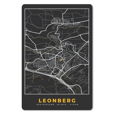 Produktbild von MuchoWow® Mauspad Mousepad Schwarz und Gold - Stadtplan - Leonberg - Deutschland - Karte 40x60 cm - Mousepads - Maus Mat - Pad - Mausunterlage - Schreibtisch Accesoire