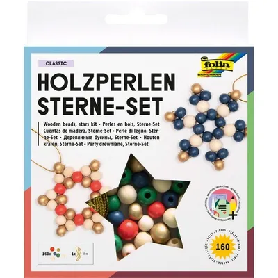 Image de folia Perles en bois Set d'étoiles CLASSIC 161 pièces