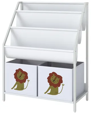 Productafbeelding van AIYAPLAY Boekenrek voor kinderen, kinderrek met 2 open vakken en 3 hangende planken