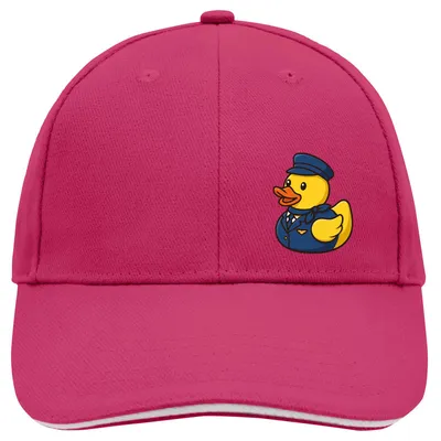 Produktbild von Huuraa Cappy Mütze Quietscheente Stewardess Gummiente Flugbegleiterin Pink/White Baumwolle 6-Panel Kappe Geschenkidee