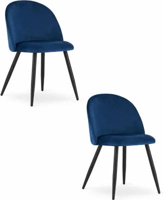 Productafbeelding van Chaise - Leobert - Bello - Fluwelen bekleding, marineblauw/Zwarte poten - Set van 2