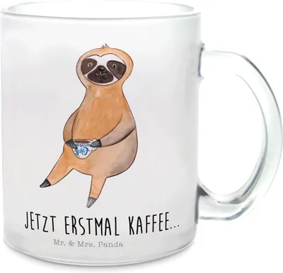 Produktbild von Mr. & Mrs. Panda Teetasse Faultier Kaffee - Transparent - Geschenk, Faultiere, Trinkglas, Glasbecher, Teeglas, Tee Tasse, Coffee, Pott