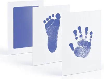 Produktbild von CHPN - Baby-Fuß- und Handabdruck-Tintenset - Hellblau - Inkl. 2 weiße Karten – 2 Sets – Baby-Fußabdruck – Handabdruck – Mutterschaftsgeschenk – Geburt – Muttertag – Vatertag