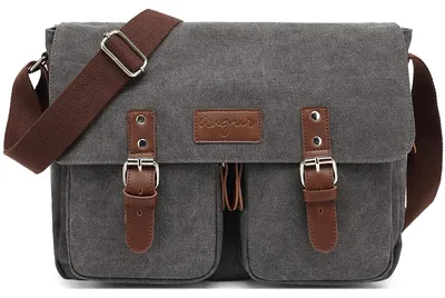 Productafbeelding van Retro Messenger Bag voor Mannen, 14 Inch Laptoptas van Canvas