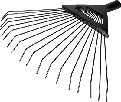 Produktbild von KOTARBAU® Laubrechen 43 cm Fächerbesen Metall Rechen für Gras & Laub Garten Besen ohne Stiel Laubbesen Robustes Gartenwerkzeug Stahl Schwarz