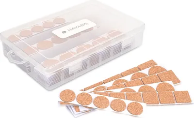 Produktbild von Navaris Bodengleiter Selbstklebend für Möbel - Kork Gleiter Set 215-teilig - Bodenschutz Pads für Stuhl Fliesen Parkett - Stuhlgleiter Hellbraun