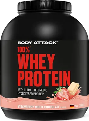 Produktbild von Body Attack 100% Whey- 2 kg Strawberry White Chocolate