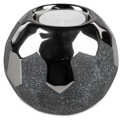 Produktbild von Teelichthalter ANTHRAZIT Kugel D. 9cm silber grau Keramik Formano