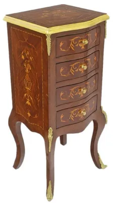Image de Casa Padrino Commode baroque brun foncé / or 40 x 30 x H. 80 cm - Commode de style antique en bois massif fabriquée à la main avec 4 tiroirs - Meubles baroques
