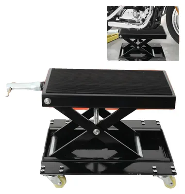 Image de Levage pour moto, capacité de charge 500 kg, réglage de hauteur de 120 à 390 mm, largeur de la plateforme 300 mm, longueur de la plateforme 800 mm, conception mobile avec roulettes