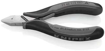Produktbild von Knipex KP-7742115ESD, Diagonale Zange, 1,1 cm, 1,4 cm, 7 mm, 1,3 mm, Schutz vor elektrostatischer Entladung (ESD)