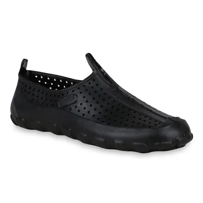 Produktbild von Mytrendshoe Damen Badeschuhe Aqua Badesandalen Sommer Strandschuhe Cut Outs 823145, Farbe: Schwarz, Größe: 26