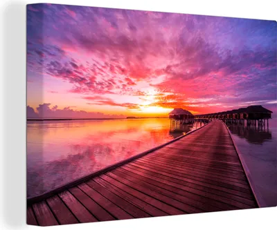 Produktbild von OneMillionCanvasses® - Leinwandbilder - 140x90 cm, Meer - Farben - Sonne, Wandbilder Kunstdruck Wanddekoration