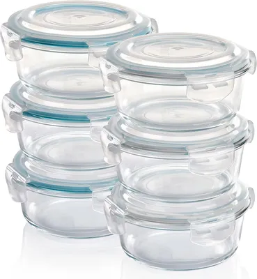 Immagine prodotto di Contenitori in vetro per alimenti - Teglie da forno con coperchi - Per conservare gli alimenti - Ermetici, resistenti all'aria e ai liquidi - 6 pezzi da 620 ml - Trasparente