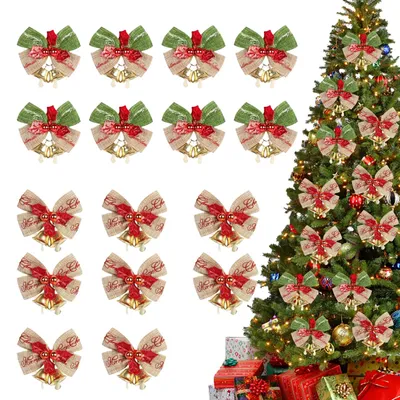 Image de Jeu de décorations pour arbre de Noël - 16 pièces pour la décoration de sapin - Ornements de Noël - Rouge et or