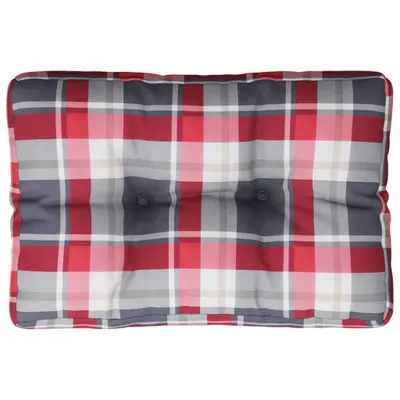 Zdjęcie produktu dla vidaXL Poduszka na paletę czerwona kratka 50x40x12 cm tkanina