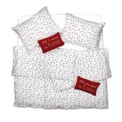 Obrázek produktu pro SCANquilt povlečení KREP srdíčka bíločervená 100% bavlna 140 x 200/70 x 90 cm