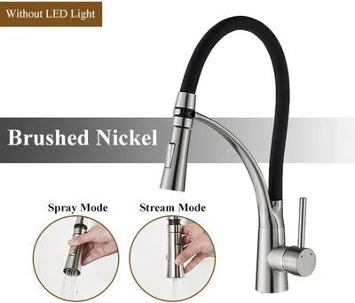 Immagine prodotto di Miscelatore da cucina estraibile - Miscelatore monocomando per lavello - Girevole a 360° - Doccetta estraibile - Rubinetto per acqua calda e fredda - Acciaio inossidabile 304 - Finitura in nichel spazzolato