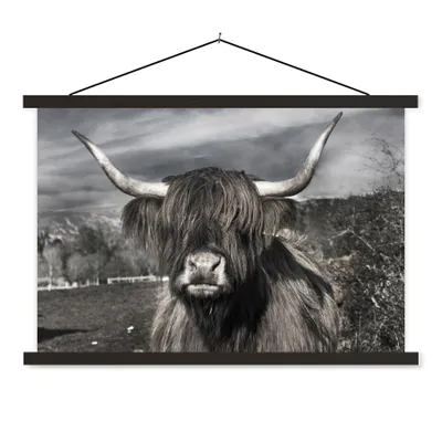 Produktbild von MuchoWow® Textilposter Schottischer Highlander - Tiere - Hörner 150x100 cm mit schwarzem Rahmen - Schlafzimmer