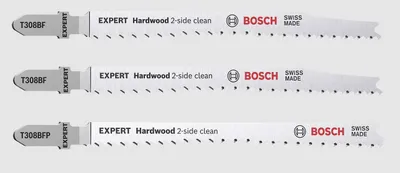 Image de Bosch Expert Hardwood 2-side clean - Jeu de lames de scie pour scie sauteuse - 3 pièces - tige en T - longueur : 117 mm