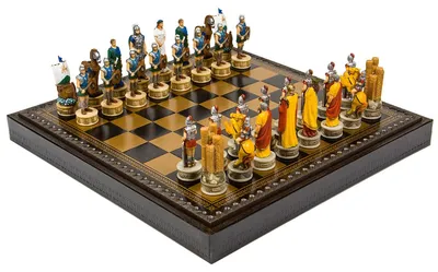 Produktbild von Italienisches Set Schlacht Von Troja + Schachbrett Gold/Schwarz 35