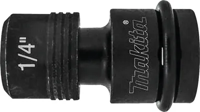 A black metal adapter with markings.