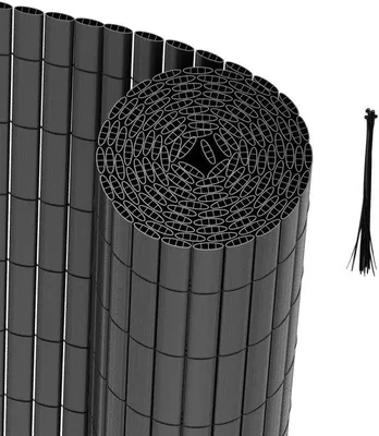Obrázek produktu pro 2,4 m PVC zahradní plot pro zajištění soukromí – zahradní ohrada a balkonový plot – šedý