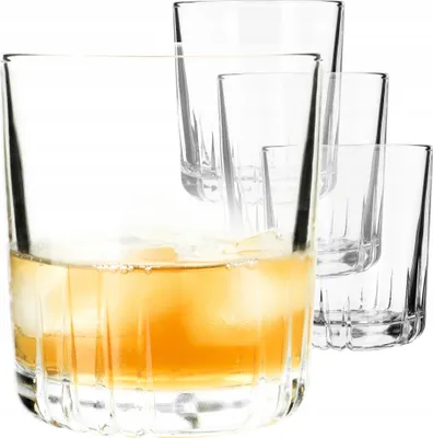 Obrázok produktu pre KADAX poháre na whisky 280 ml, sada 4 pohárov na džús, vodu, whisky, bourbon, škótsku a koktaily, elegantné poháre s ťažkým podstavcom, sklenené poháre na vodu