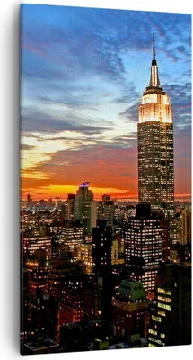 Produktbild von Bild auf Leinwand - Leinwandbild - Amerika gebäude sonnenuntergang wolkenkratzer - 55x100cm - Wand Bild - Wanddeko - Leinwanddruck - Bilder - Kunstdruck - Leinwand bilder - Wandkunst - PA55x100-2125