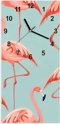 Produktbild von Wanduhr aus Glas mit Motiv Flamingo Design- 30 x 60 cm - inkl. Aufhängesystem