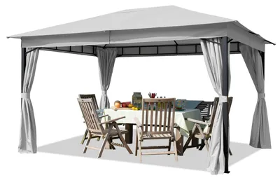 Image de TOOLPORT Tonnelle de Jardin 3x4 m pavillon, bâche de toit env. 180g/m² avec 4 bâches de côté gris