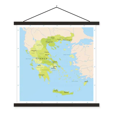 Obrázek produktu pro MuchoWow® Textilní plakát - Zelená mapa Řecka - 120x120cm - S černými lamelami