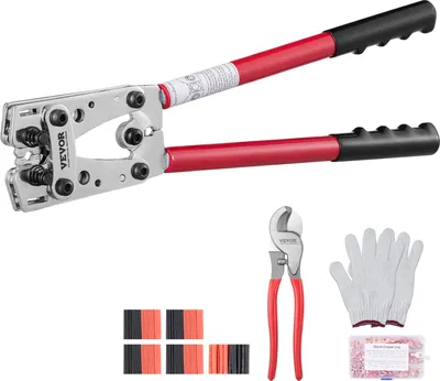Produktbild von VEVOR Crimpzange Kabelschuhzange 6-50 mm², Batteriekabel-Crimpzange Batterieklemmen-Crimper, Crimpwerkzeug mit 6 Größen & 95 Kupferringverbinder, Kupferringklemmen-Crimpzange Kabelschneider
