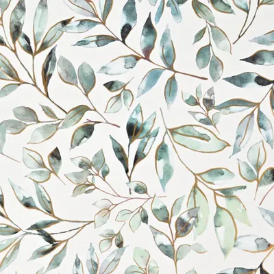 Produktbild von Geschenkpapier Eukalyptus Blätter Motiv 70cm x 2m Rolle Weiß / Grün