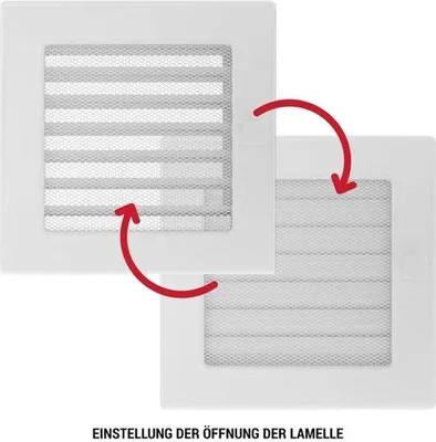 Zdjęcie produktu dla Wentylacyjna kratka kominkowa, 17 cm x 37 cm, biała, z żaluzjami