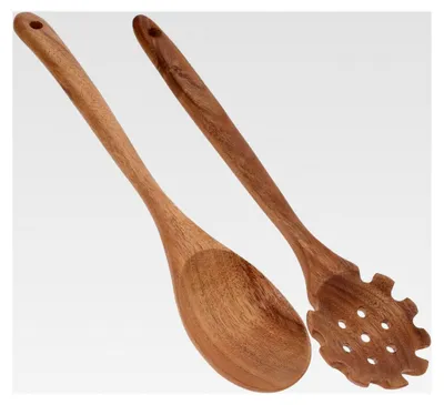 Produktbild von 2 Stück Hitzebeständige Holzlöffel mit Langem Griff für die Küche