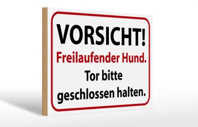 Produktbild von Holzschild Hinweis 30x20cm Vorsicht Freilaufender Hund
