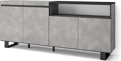 Image de COZY Buffet salon et cuisine, 200x35x87cm, 4 Portes, Ciment